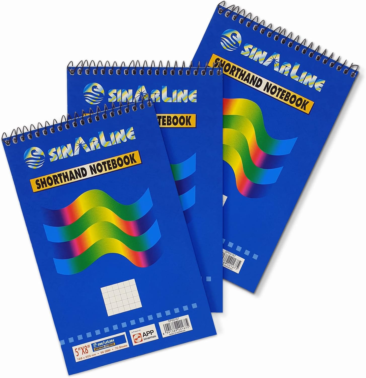 Sinarline Top Spiral Notebook 5mm Square 12.7 cmX8″ Sheet, Great for Office or Personal use.